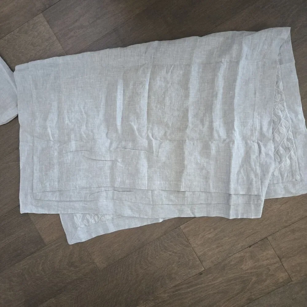 Restoration Hardware Embroidered Palmette Linen KING LOUNGER Sham Grey NEW